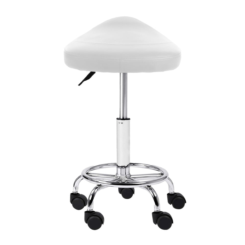Artiss Adjustable Saddle-Seat Salon Stool – White