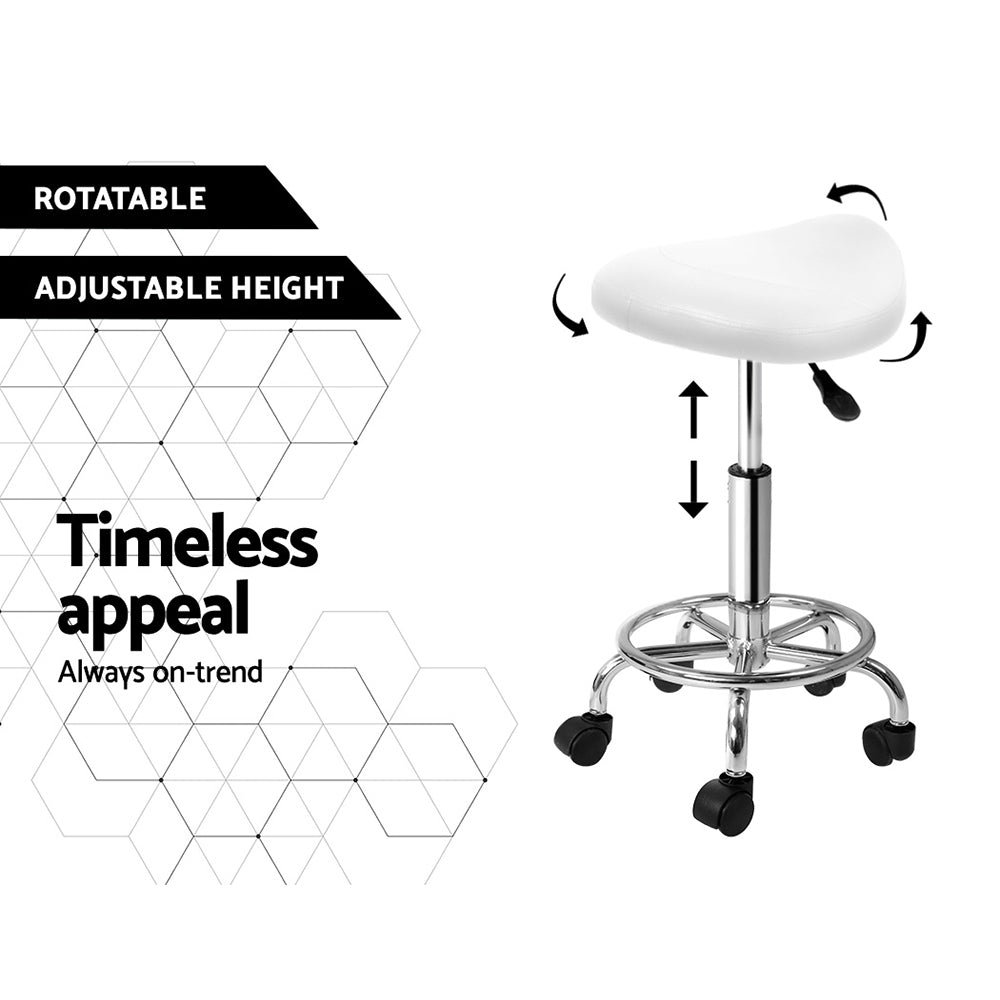 Artiss Adjustable Saddle-Seat Salon Stool – White