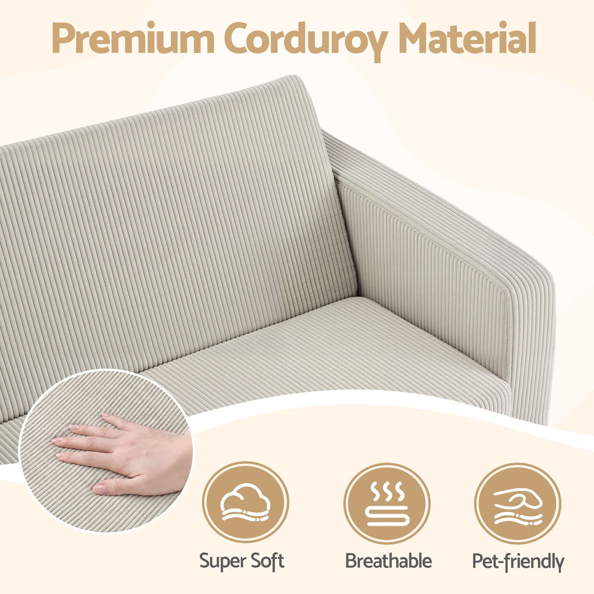 Artiss Two-in-One Kids' Foam Sofa with Side Pocket – Light Grey