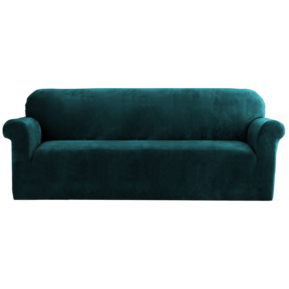 Artiss Velvet Sofa Cover – 4-Seater, Agate Green