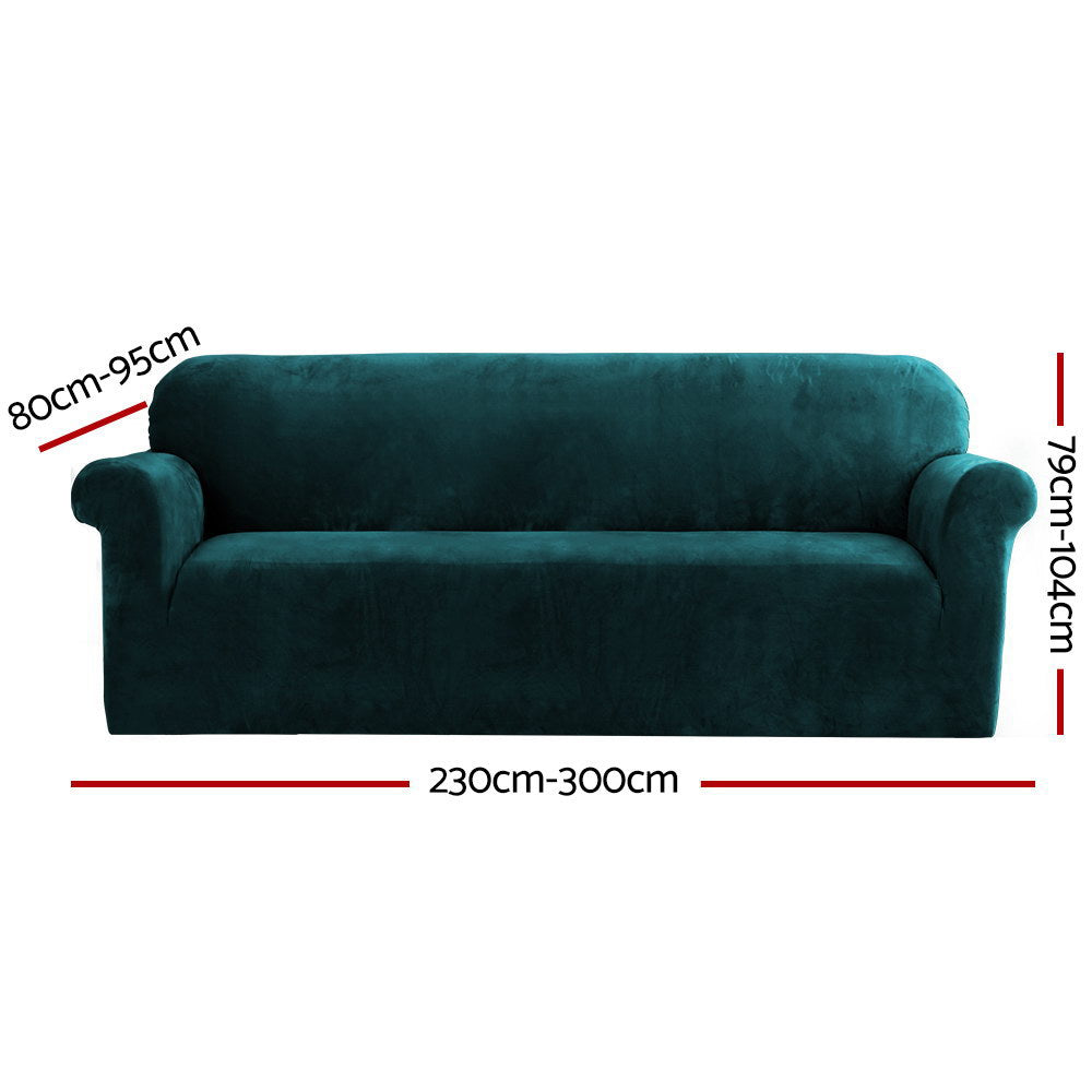 Artiss Velvet Sofa Cover – 4-Seater, Agate Green