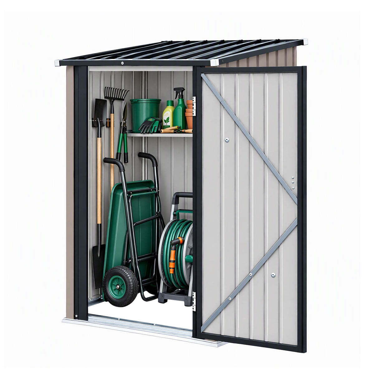 Giantz Garden Shed Outdoor Storage Metal Tool Shed Steel 99x104cm Brown — product image 2 of 9