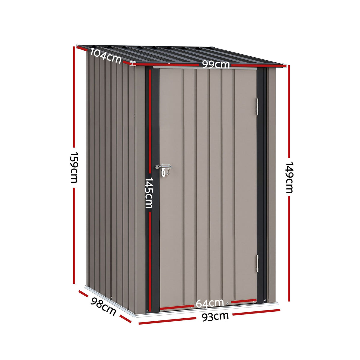 Giantz Garden Shed Outdoor Storage Metal Tool Shed Steel 99x104cm Brown — product image 3 of 9