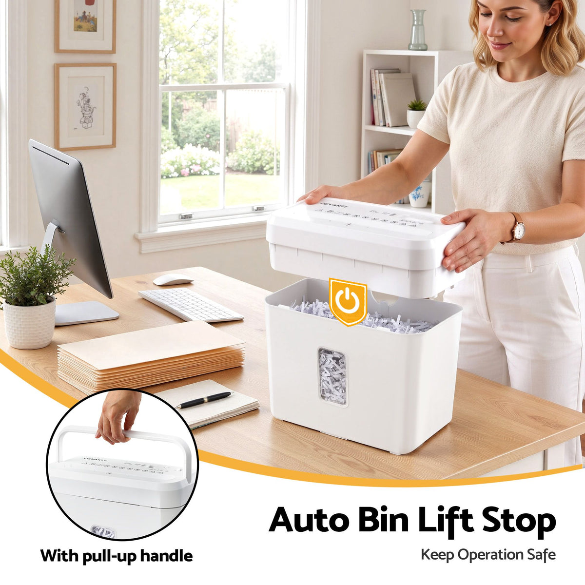 DEVANTI 8L Small Tabletop Paper Shredder 4 Sheet P4 Cross Cut Home Office — product photo 7