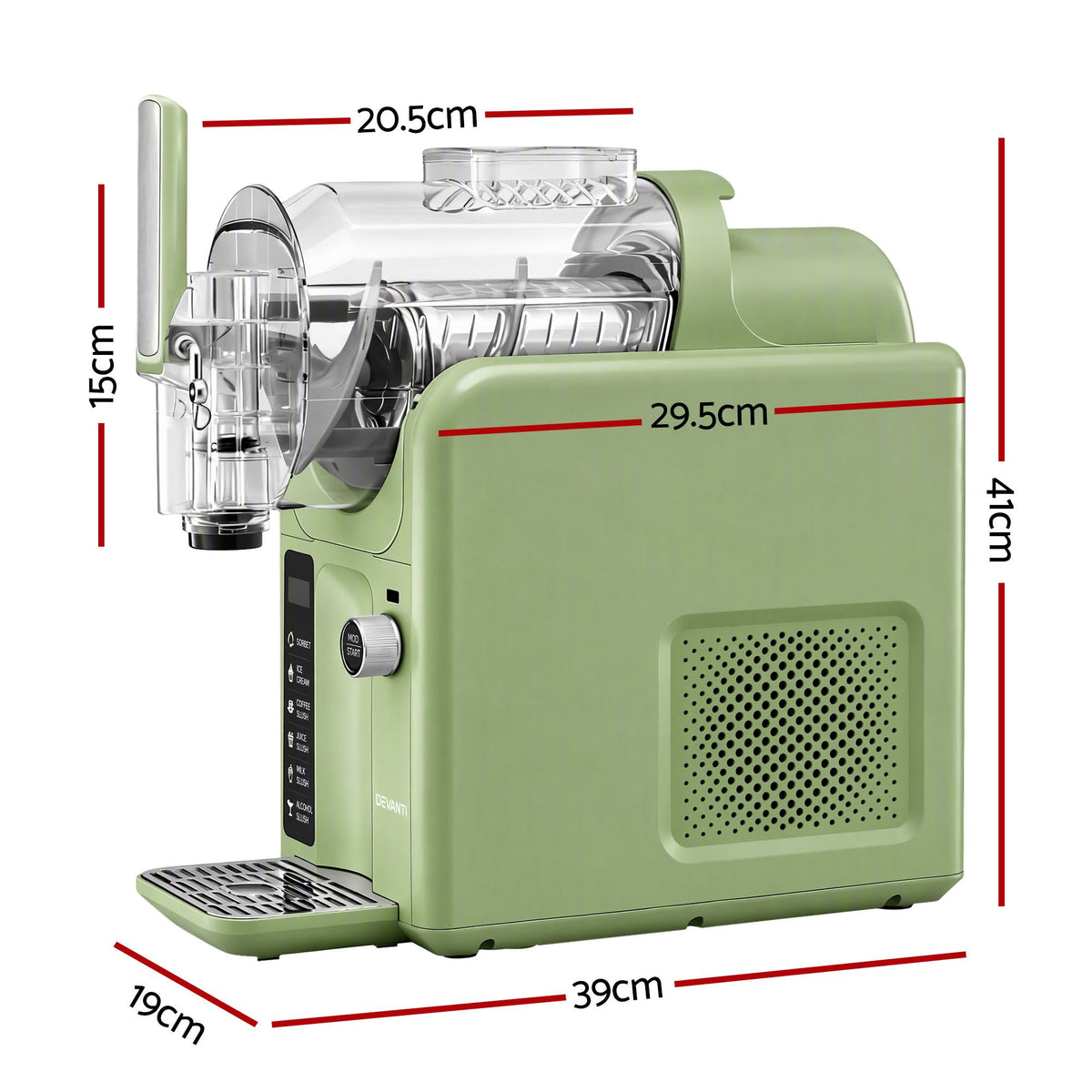 Devanti 5-in-1 Slushie & Ice Cream Maker, 2L - Sage Green