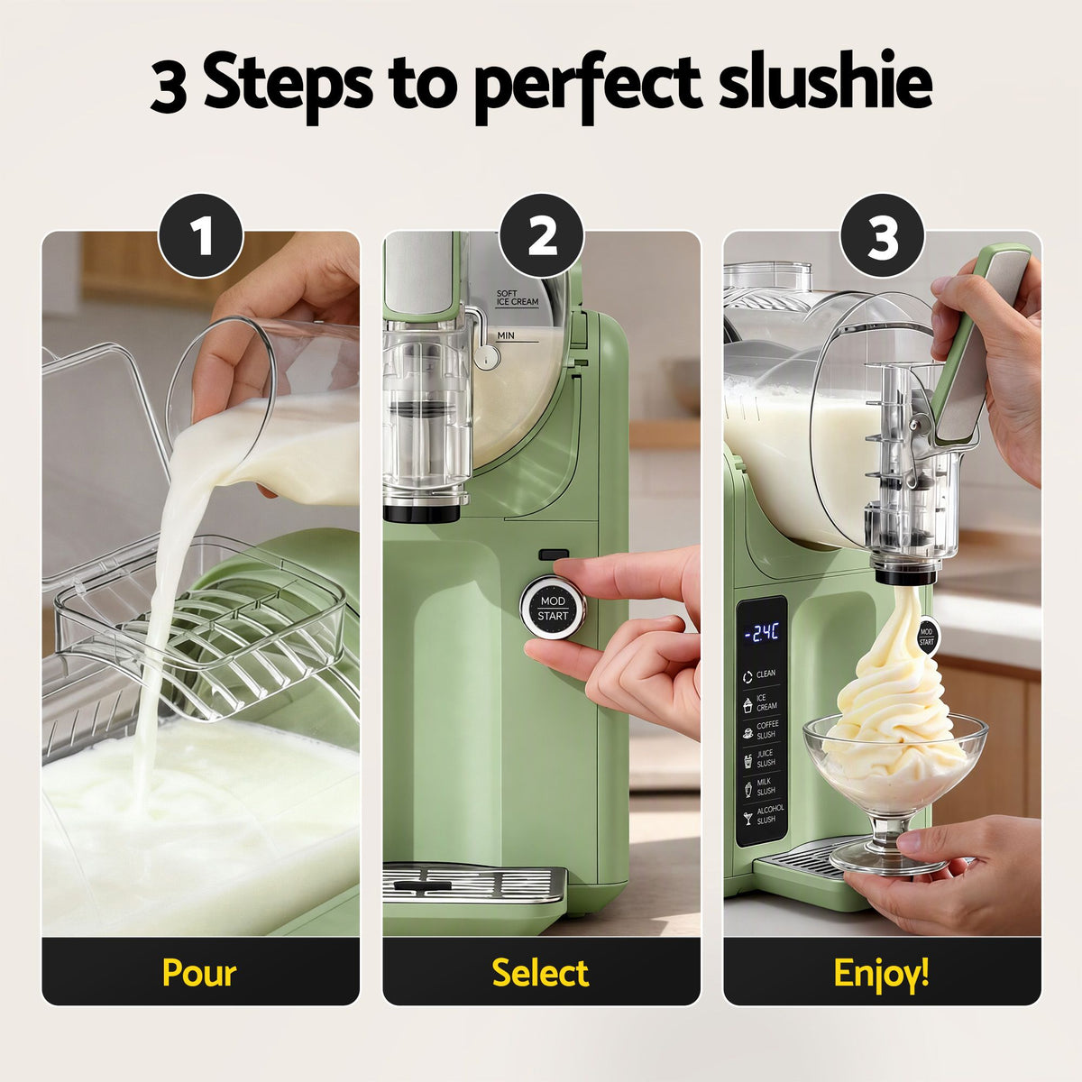 Devanti 5-in-1 Slushie & Ice Cream Maker, 2L - Sage Green