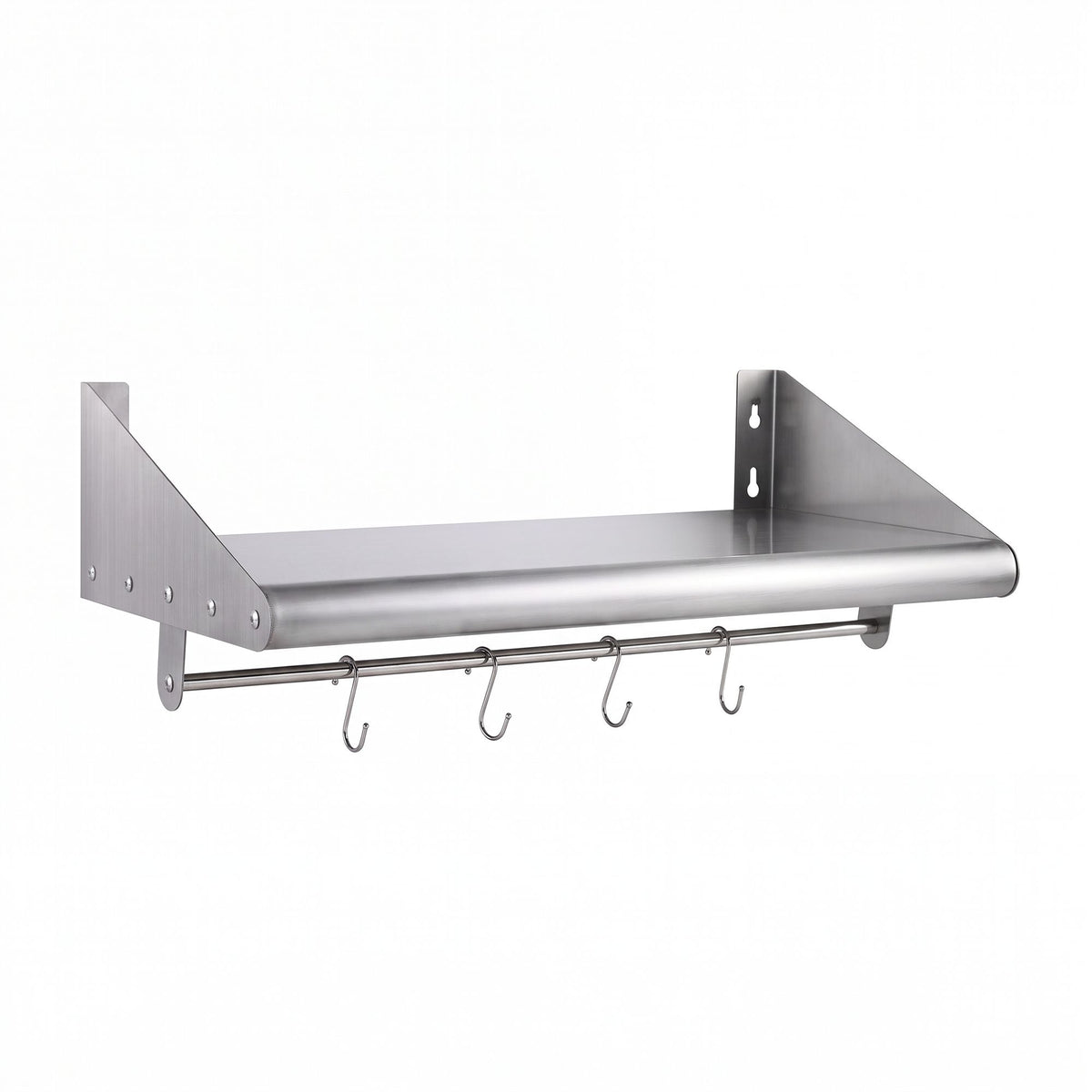 Cefito 610mm 430 Stainless Steel Wall Shelf with Hooks and Side Guards — product image 2 of 11
