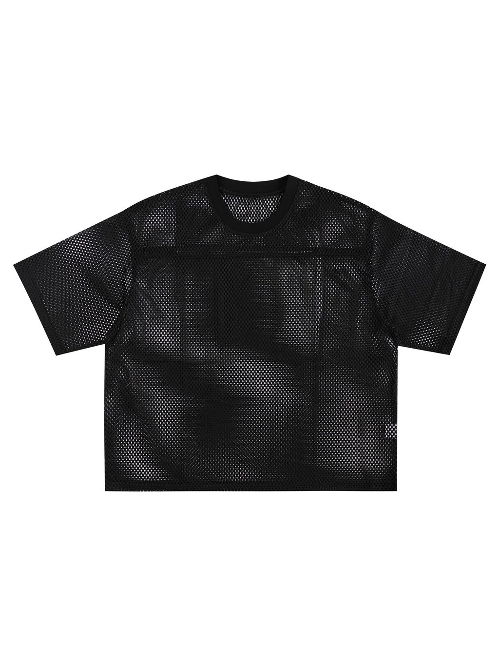 See-through Boxy Net T-Shirt – Black front view