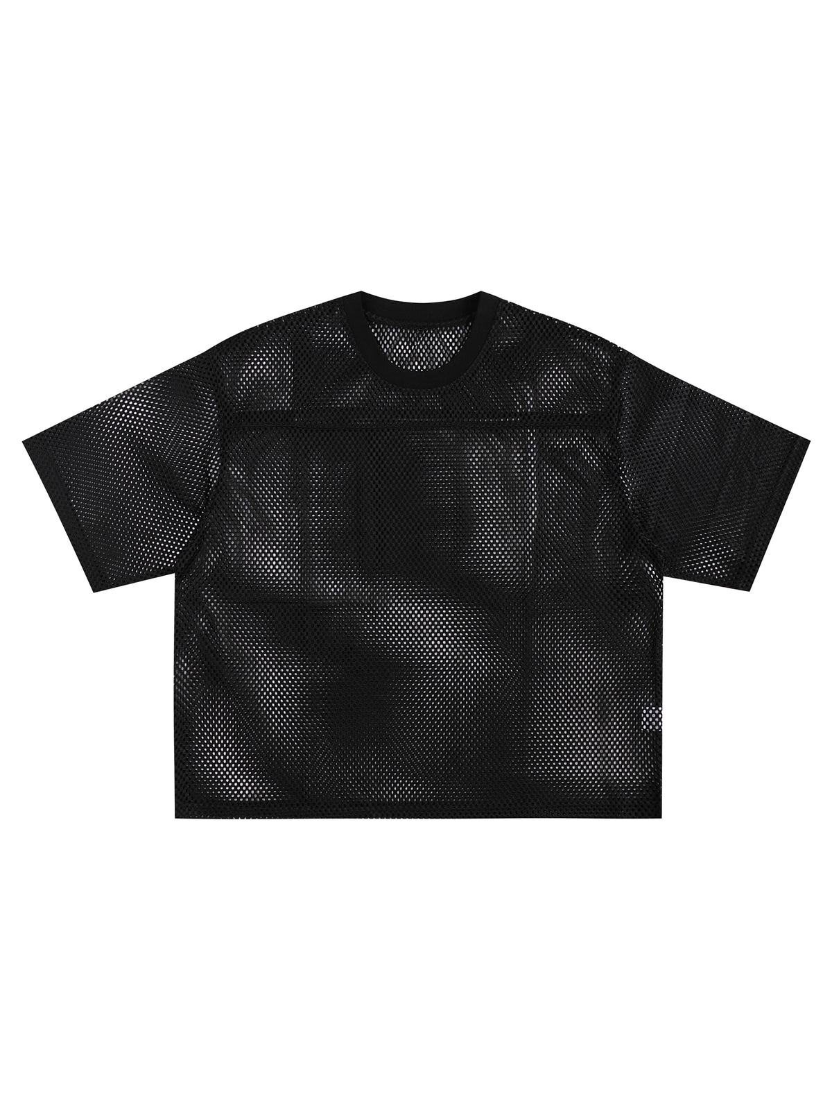 See-through Boxy Net T-Shirt – Black front view