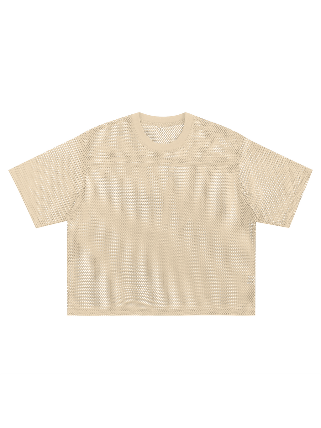See-through Boxy Net T-Shirt – Apricot front view
