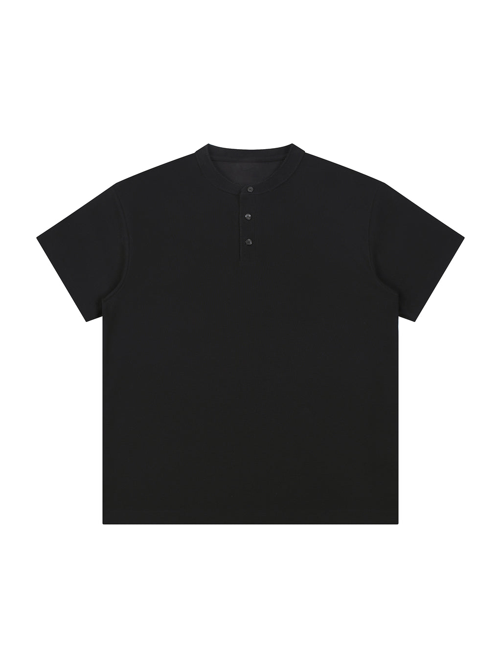 Short Sleeve Henley Shirt – Black front view