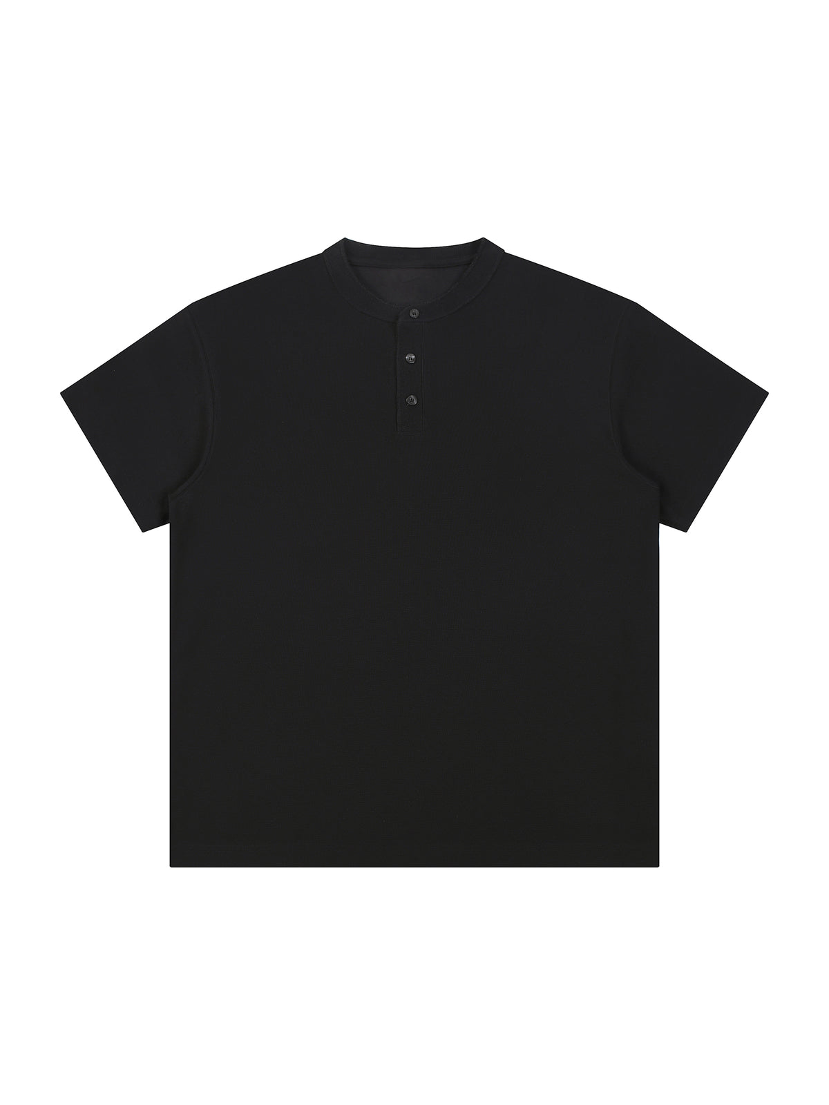 Short Sleeve Henley Shirt – Black front view