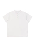 Short Sleeve Henley Shirt – White front view