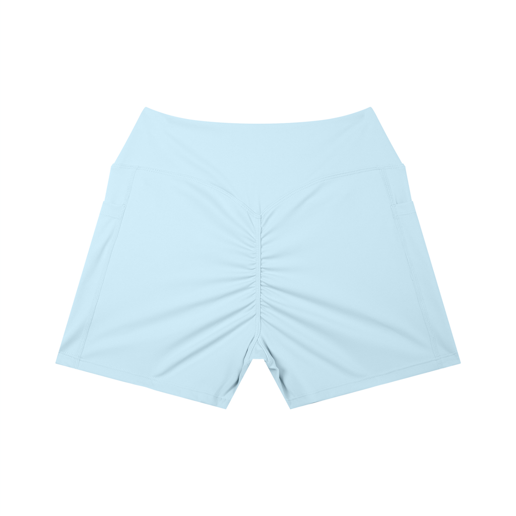Women’s High Rise Pocket Yoga Shorts - Sky Blue - back