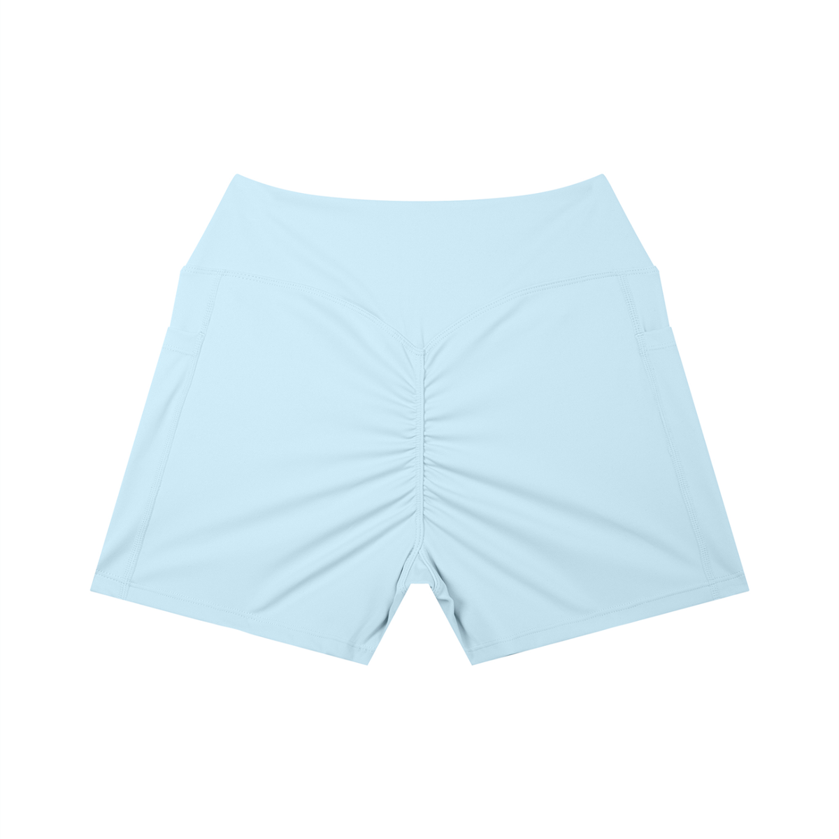 Women’s High Rise Pocket Yoga Shorts - Sky Blue - back