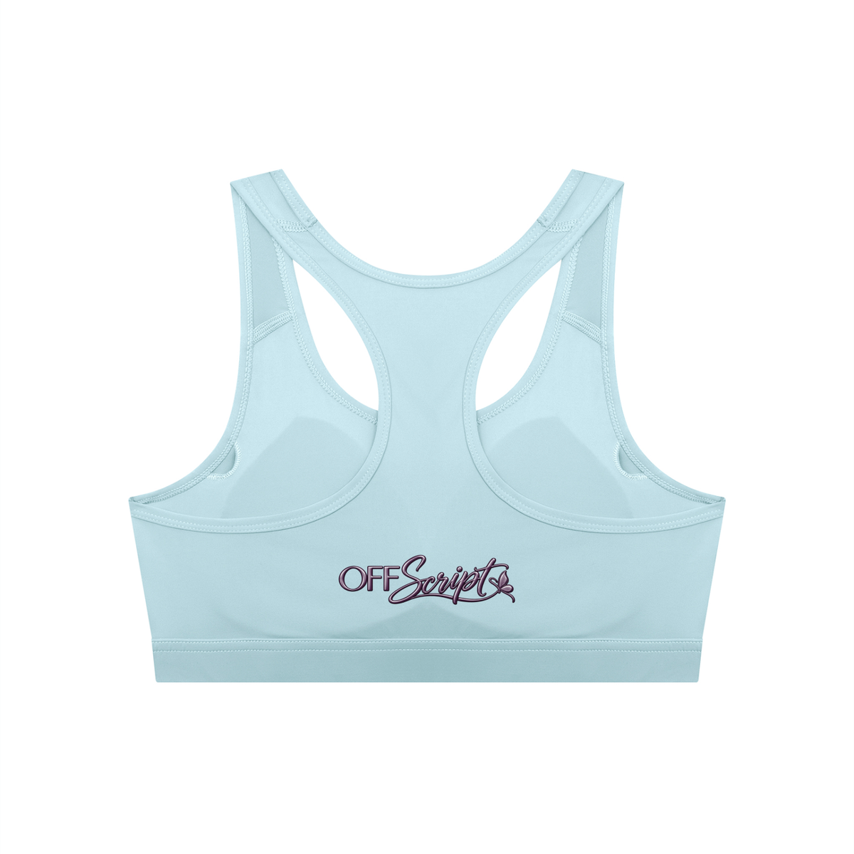 Off Script Women’s Cropped Sports Bra - Sky Blue back