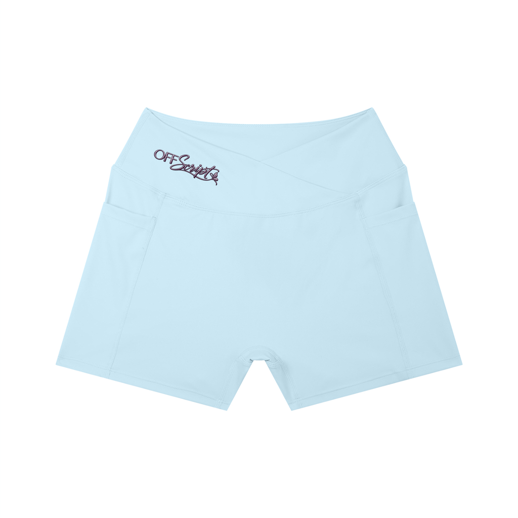 Women’s High Rise Pocket Yoga Shorts - Sky Blue - front