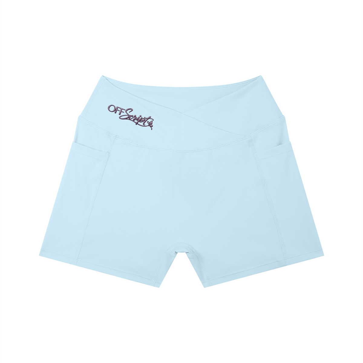 Women’s High Rise Pocket Yoga Shorts - Sky Blue - front