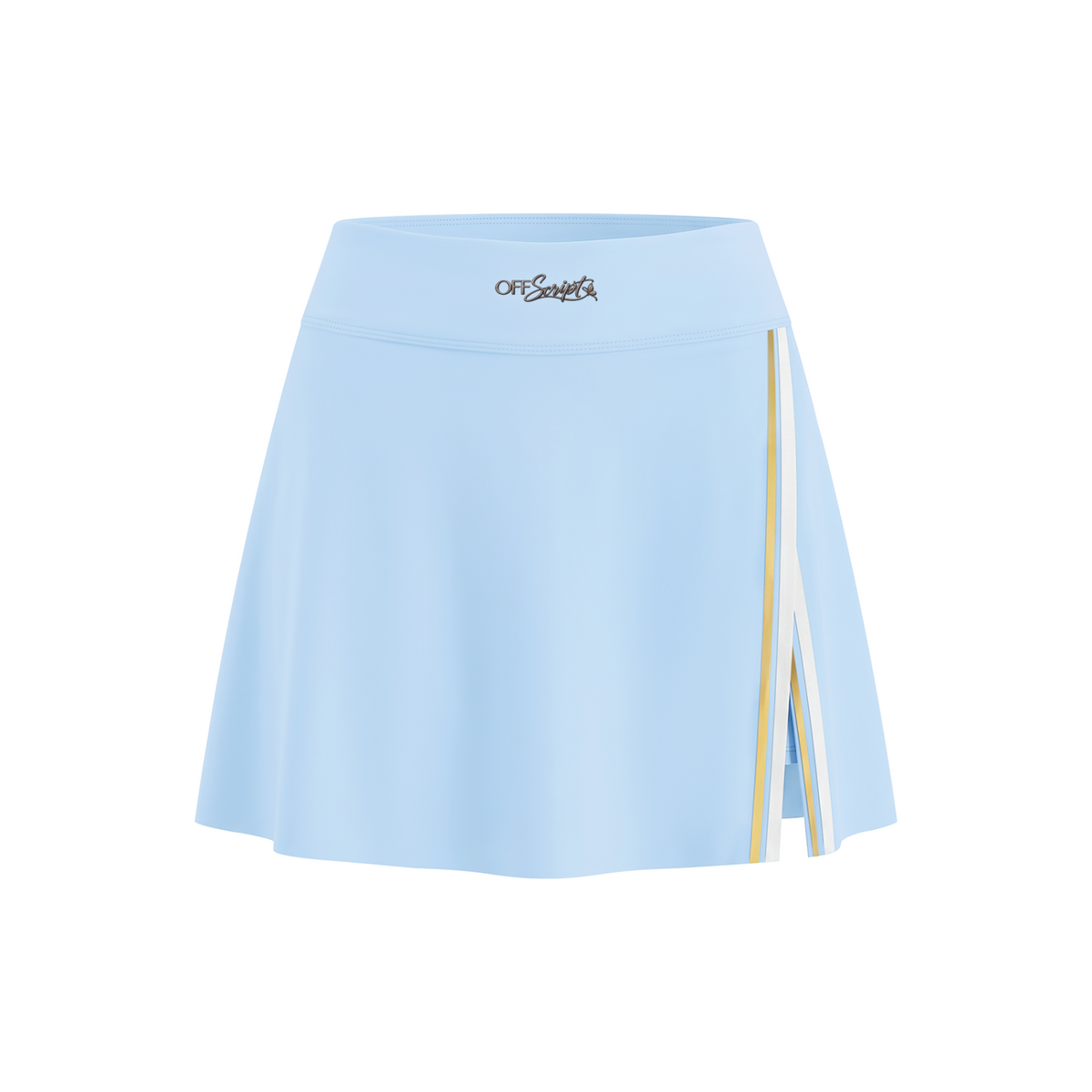 Off Script Women’s A-Line Contrast Panel Slit Skirt - Sky Blue front 3D mockup