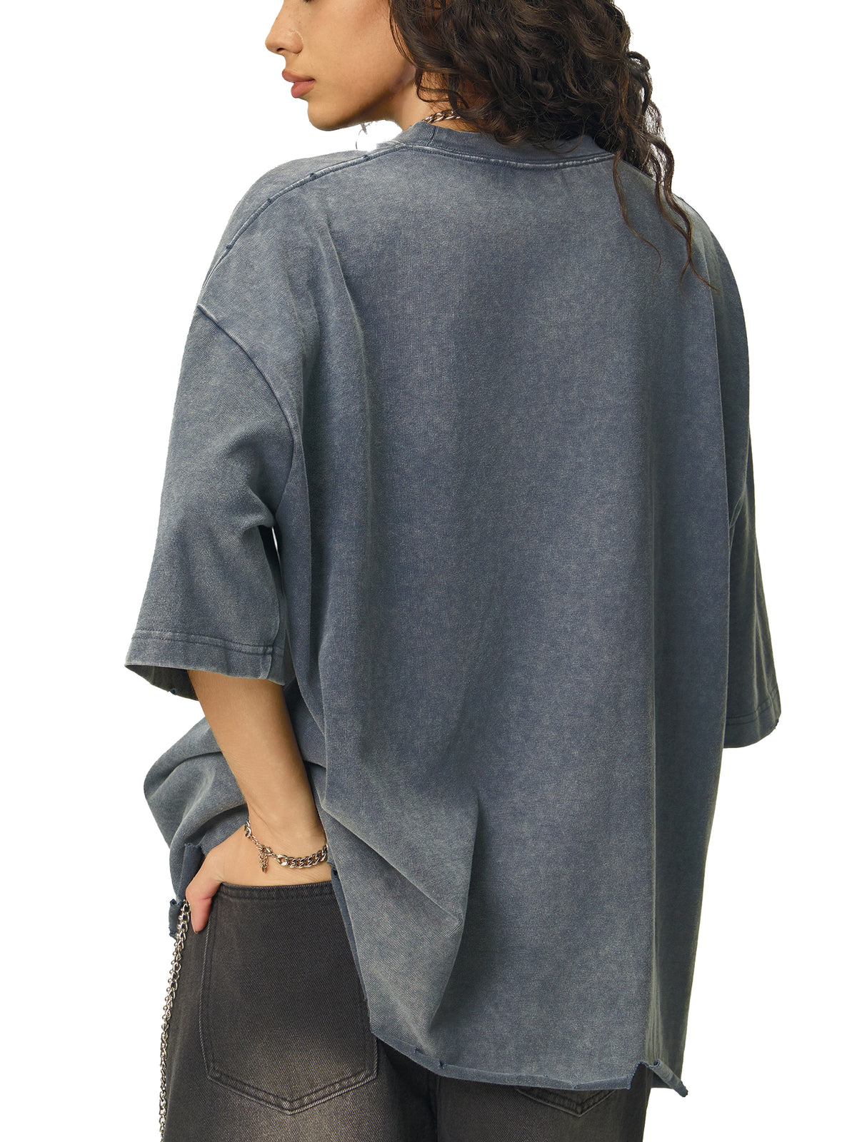 Snow Wash Raw-Hem Boxy T-Shirt – additional product view 8