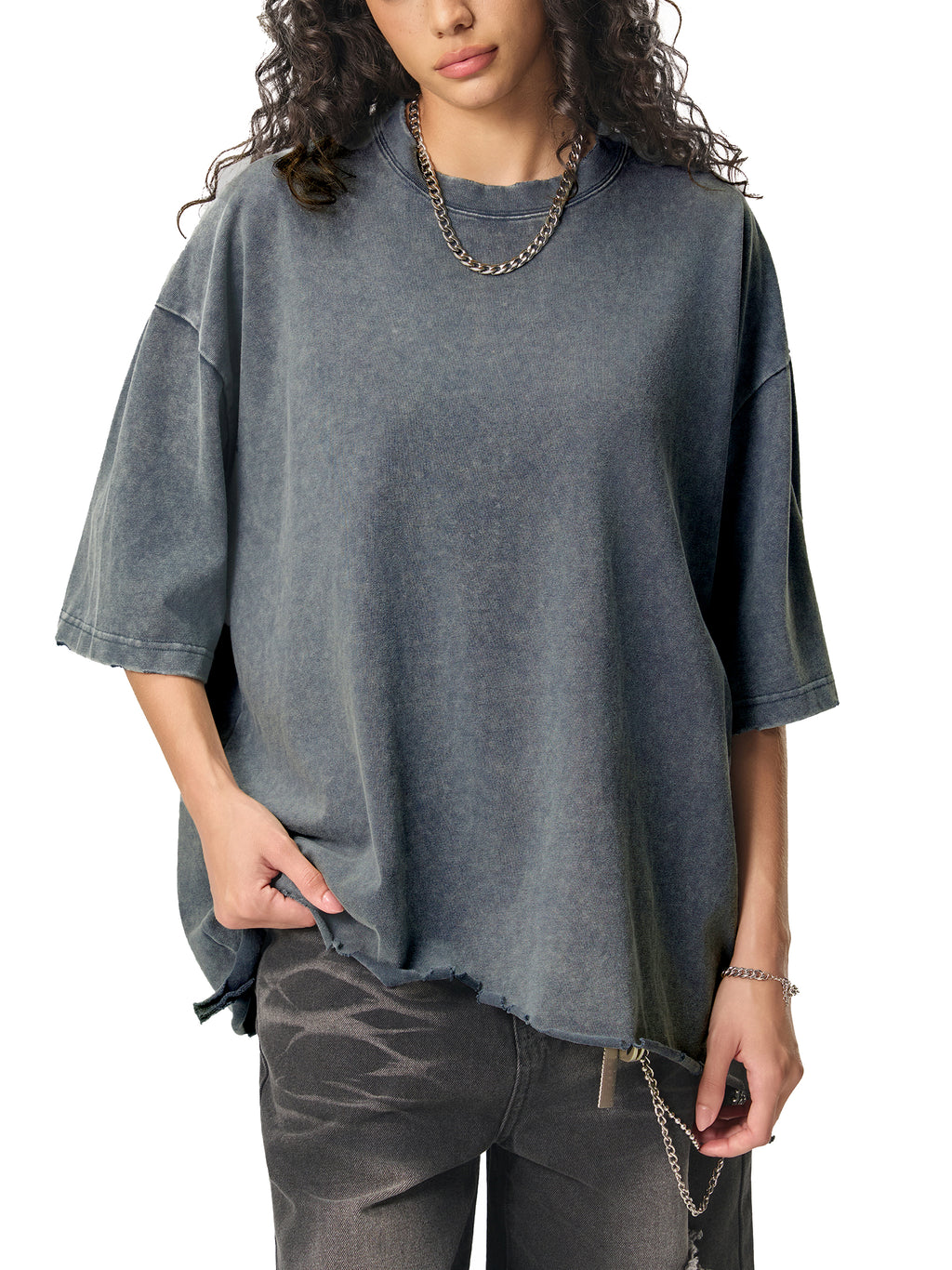 Snow Wash Raw-Hem Boxy T-Shirt – additional product view 10