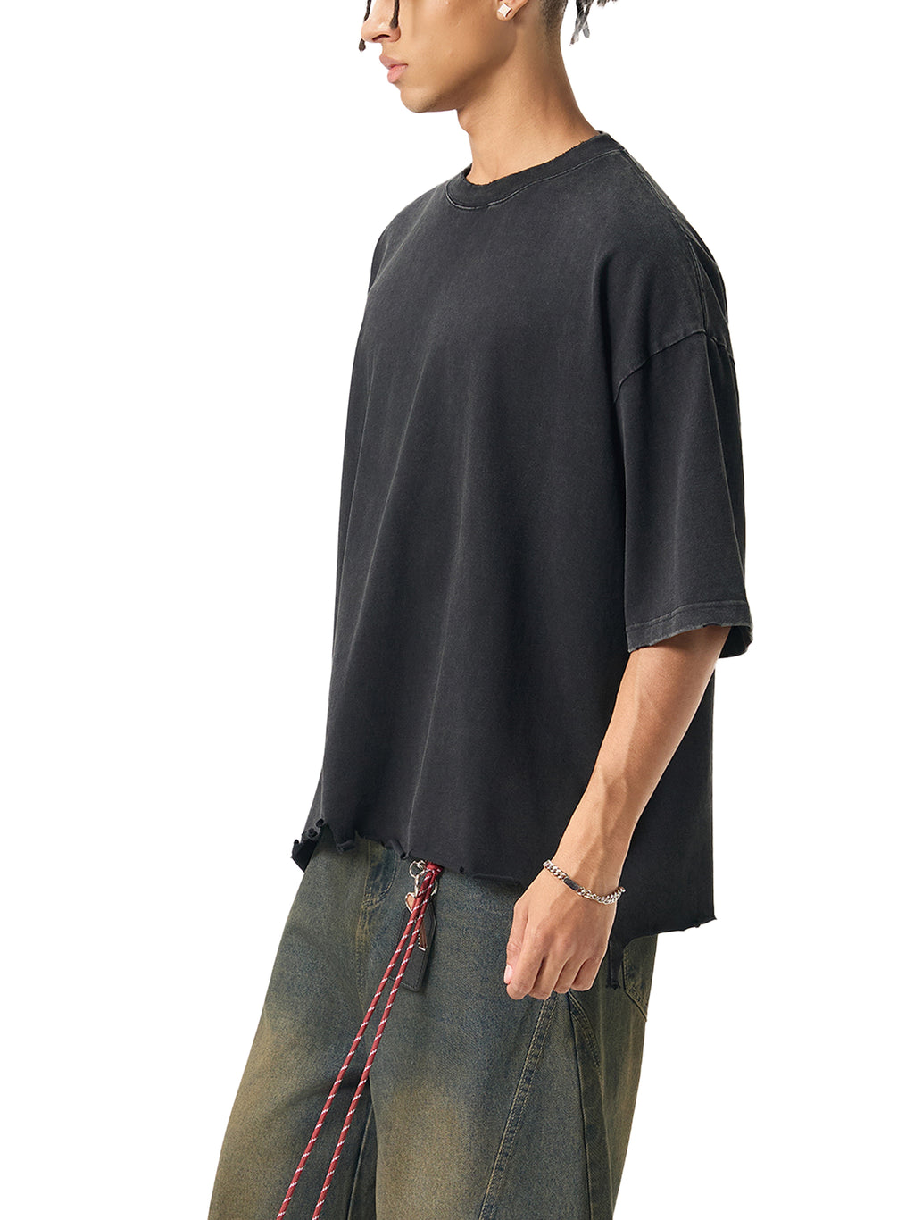 Snow Wash Raw-Hem Boxy T-Shirt – additional product view 2