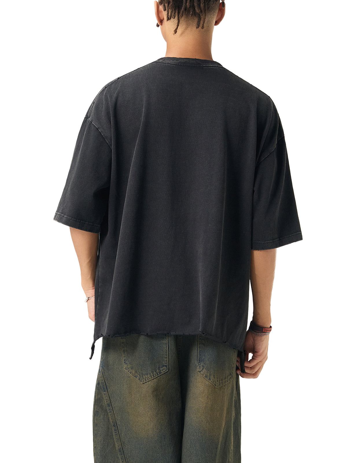 Snow Wash Raw-Hem Boxy T-Shirt – additional product view 3