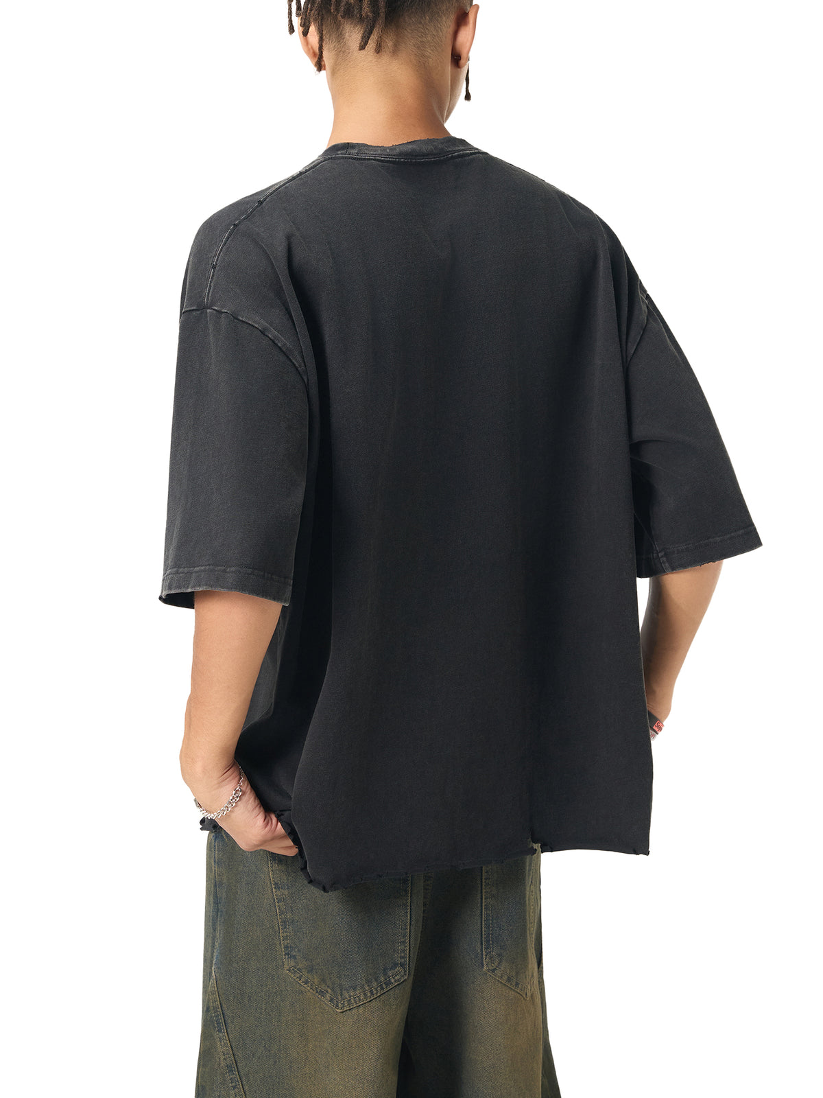 Snow Wash Raw-Hem Boxy T-Shirt – additional product view 5