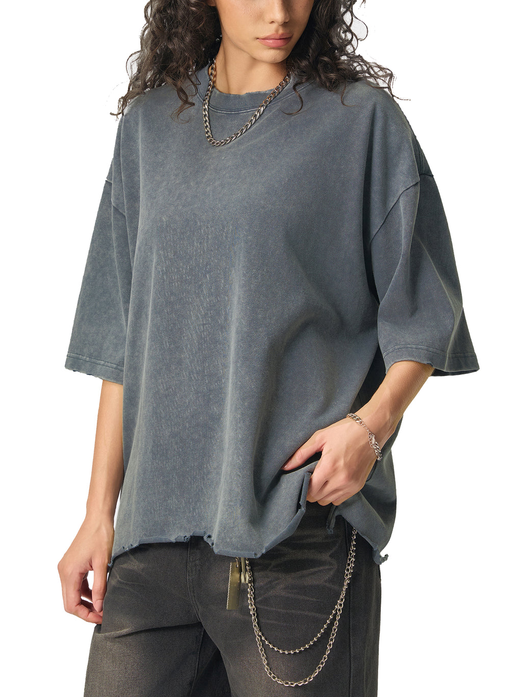 Snow Wash Raw-Hem Boxy T-Shirt – additional product view 7