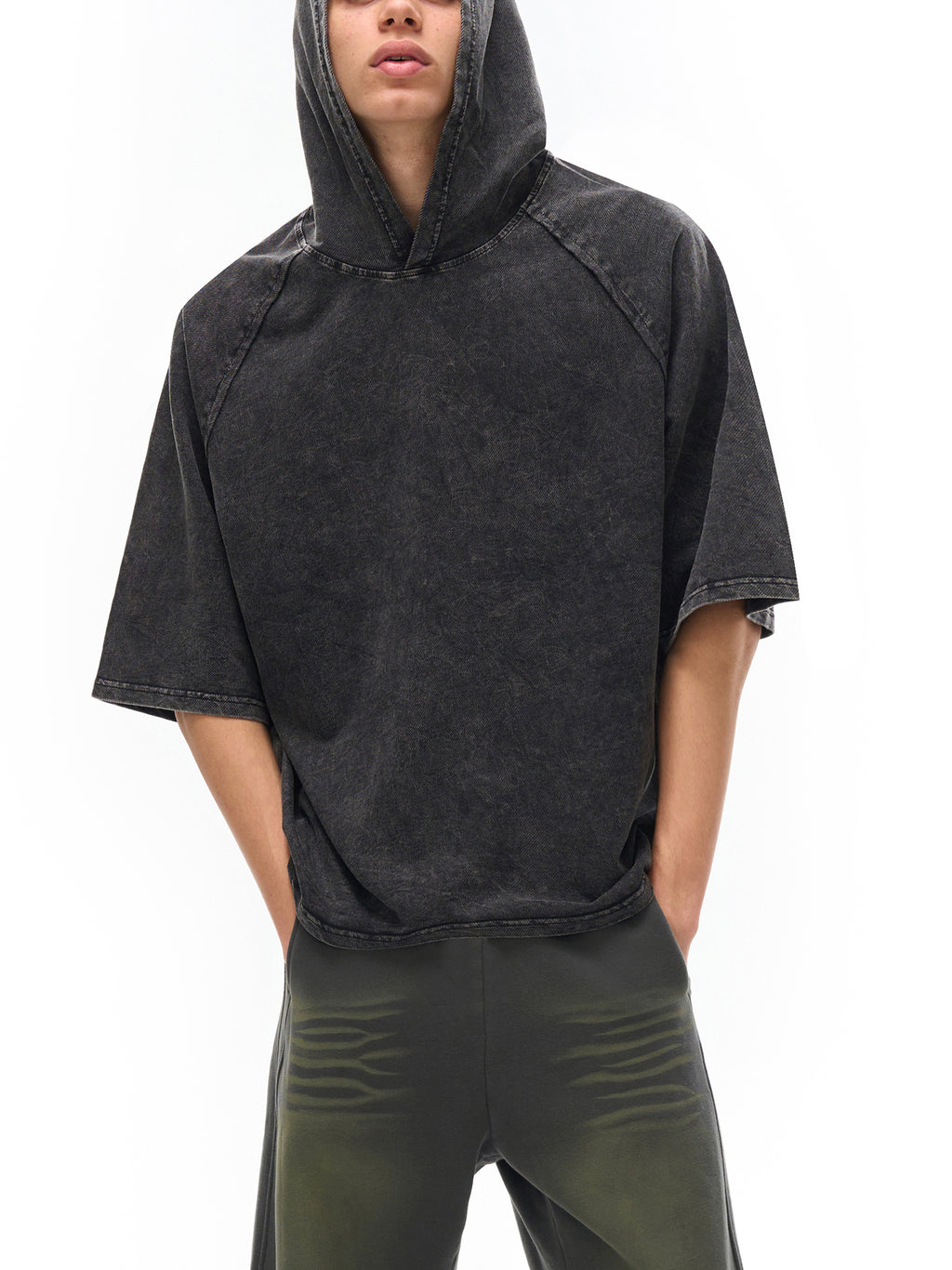 Snow Washed Hooded Boxy T-Shirt – additional product view 1