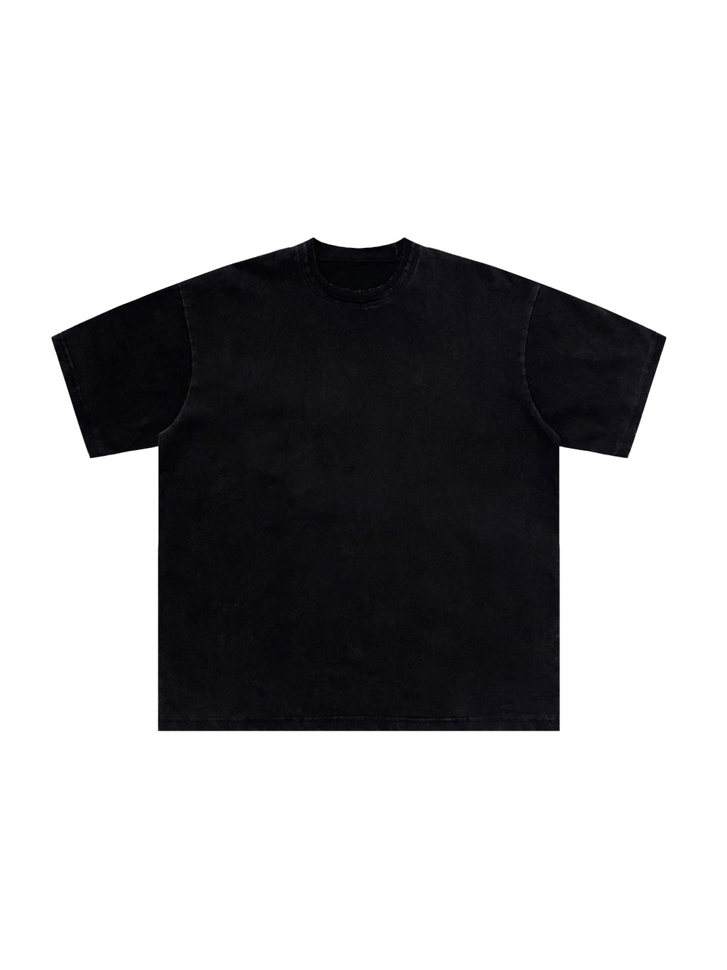 Snow Washed Raw-Edge Neckline T-Shirt – Black front view