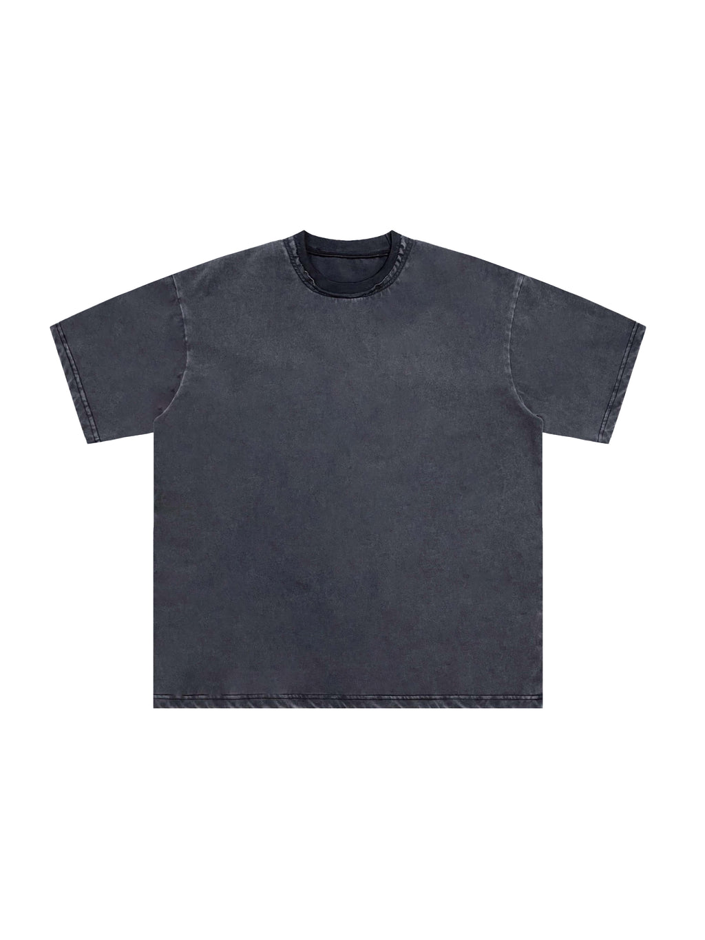 Snow Washed Raw-Edge Neckline T-Shirt – Cold Gray front view