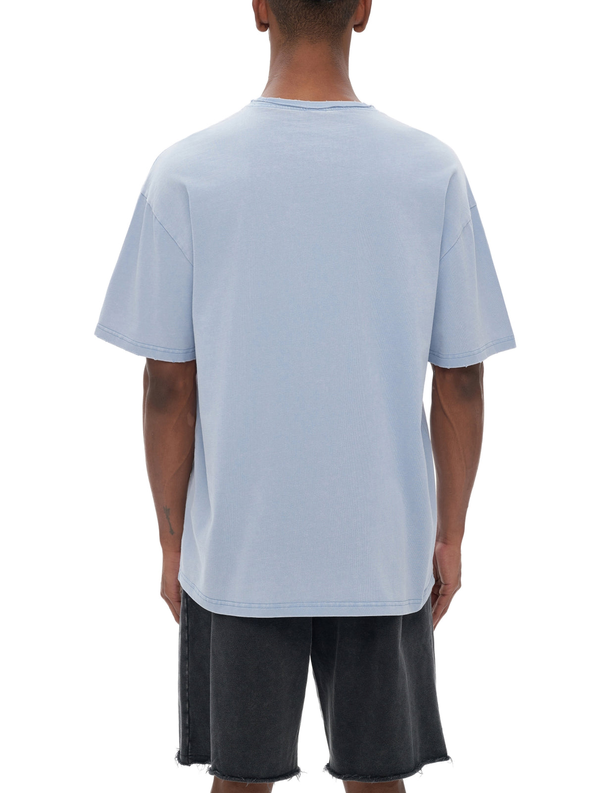 Snow Washed Raw-Edge Neckline T-Shirt – additional product view 3