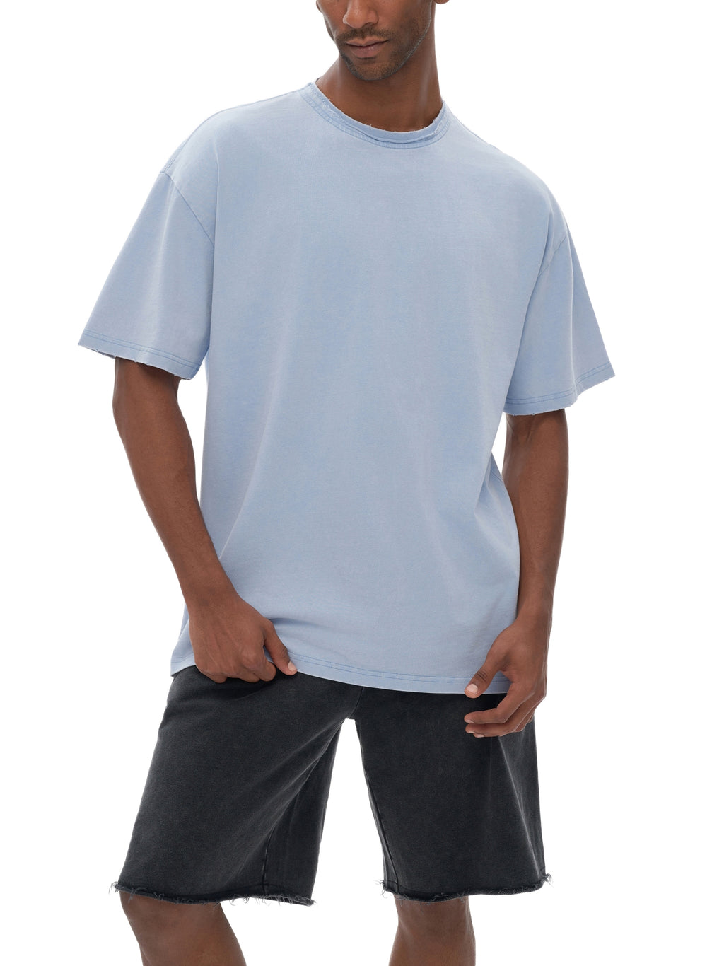 Snow Washed Raw-Edge Neckline T-Shirt – additional product view 4