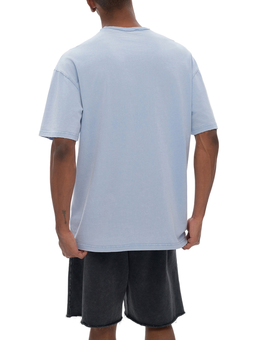 Snow Washed Raw-Edge Neckline T-Shirt – additional product view 5