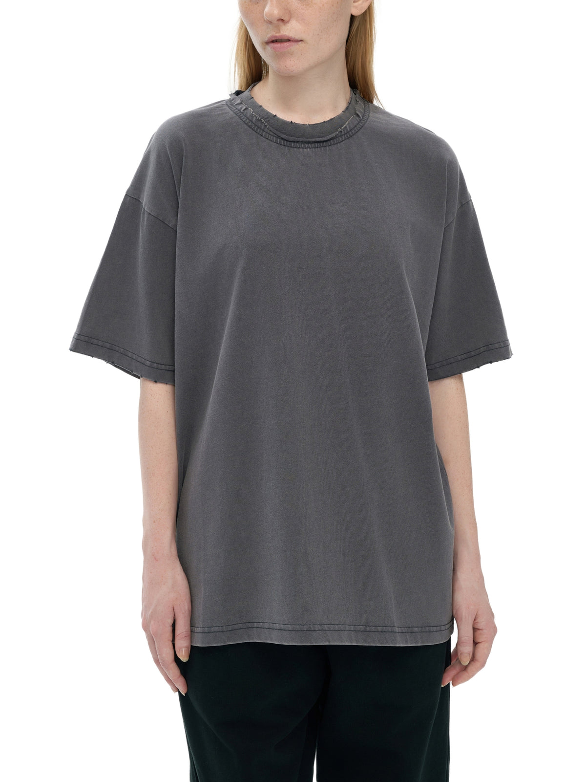 Snow Washed Raw-Edge Neckline T-Shirt – additional product view 6