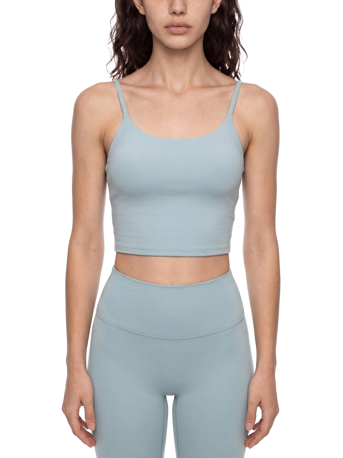 Woman modelling Spaghetti Strap Yoga Sports Bra - front view