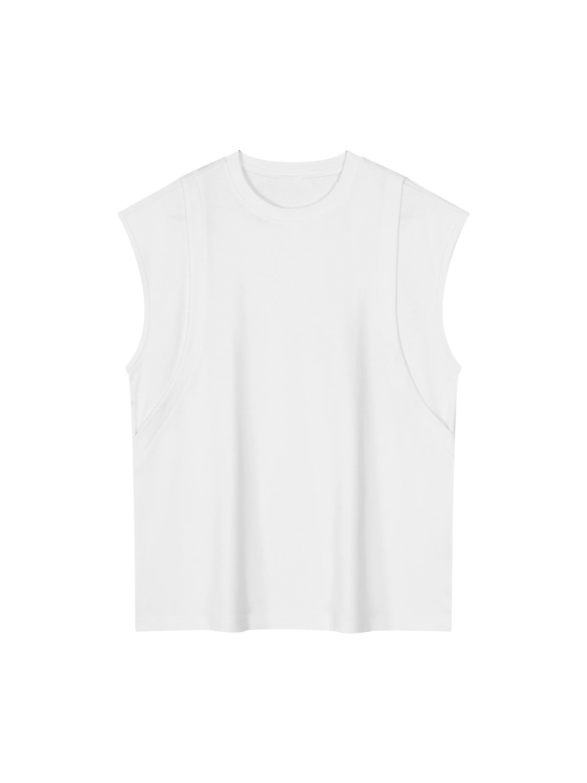 Spliced Panel Sleeveless Muscle T-Shirt – White front view