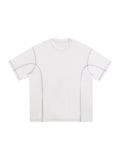 Streetwear Contrast-Stitched Cotton T-Shirt – White front view
