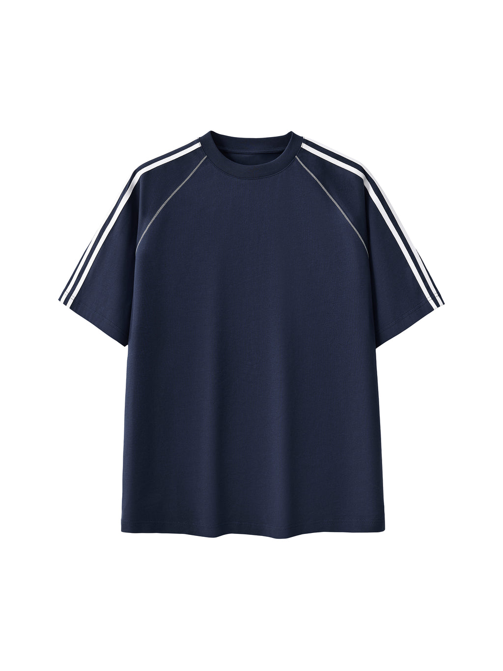 Striped Contrast Stitch T-Shirt – Royal Blue front view