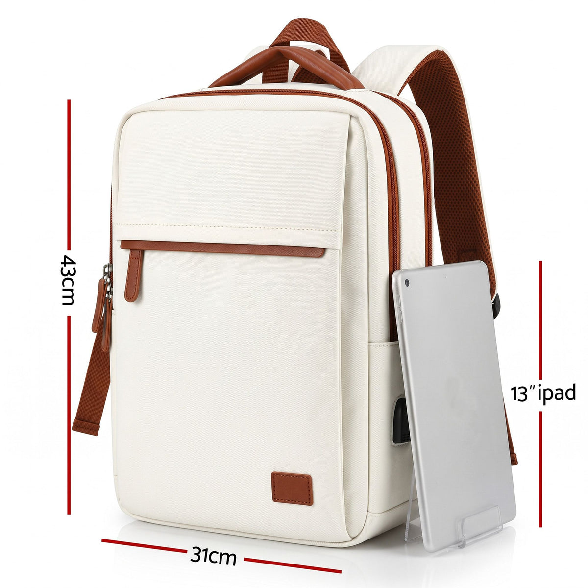 Wanderlite 20L USB Laptop Travel Backpack - Beige