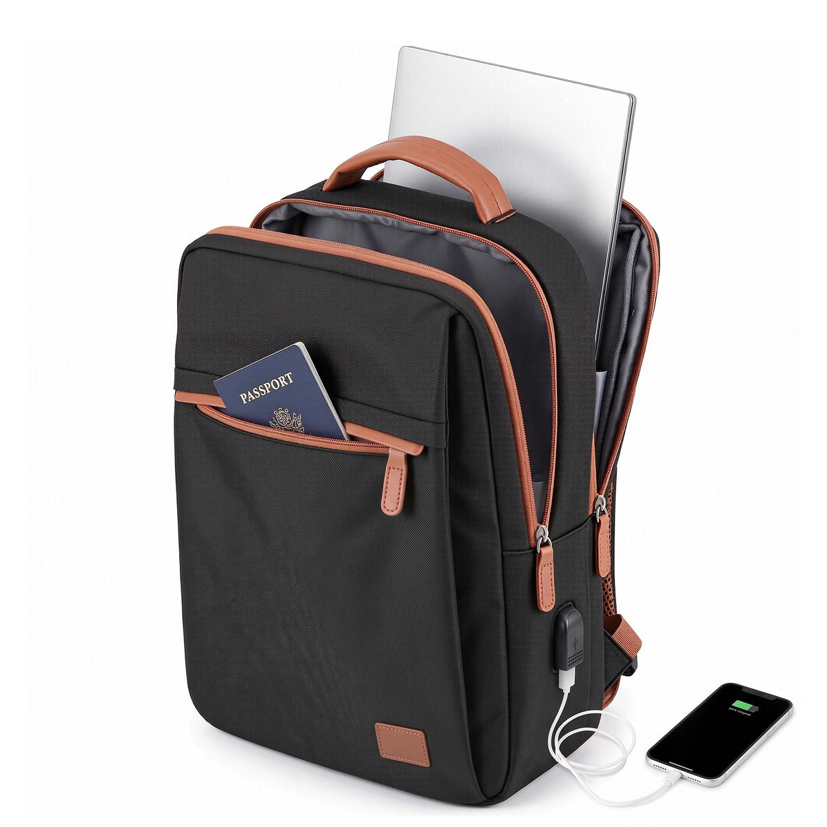 Wanderlite 20L USB Laptop Travel Backpack - Black