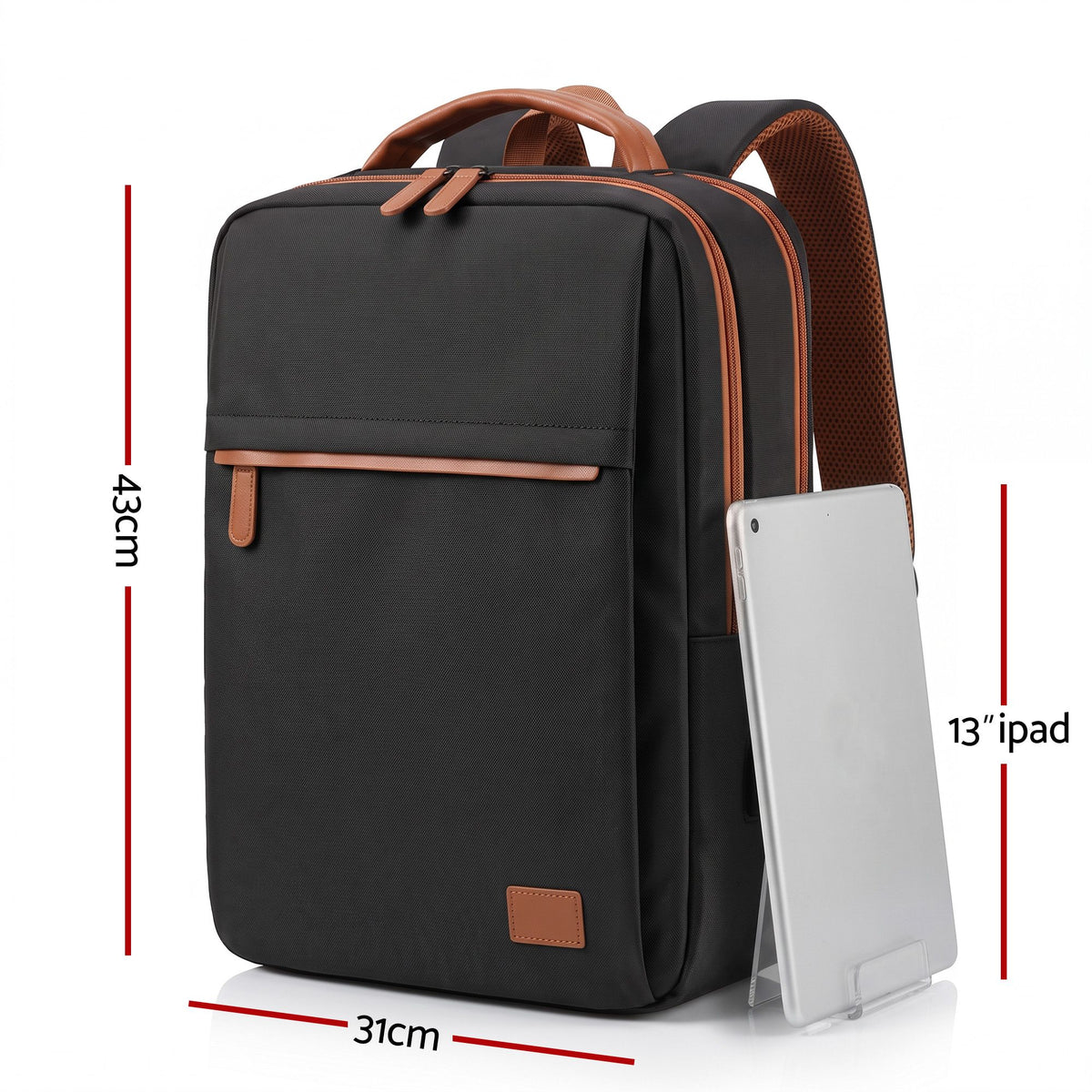 Wanderlite 20L USB Laptop Travel Backpack - Black