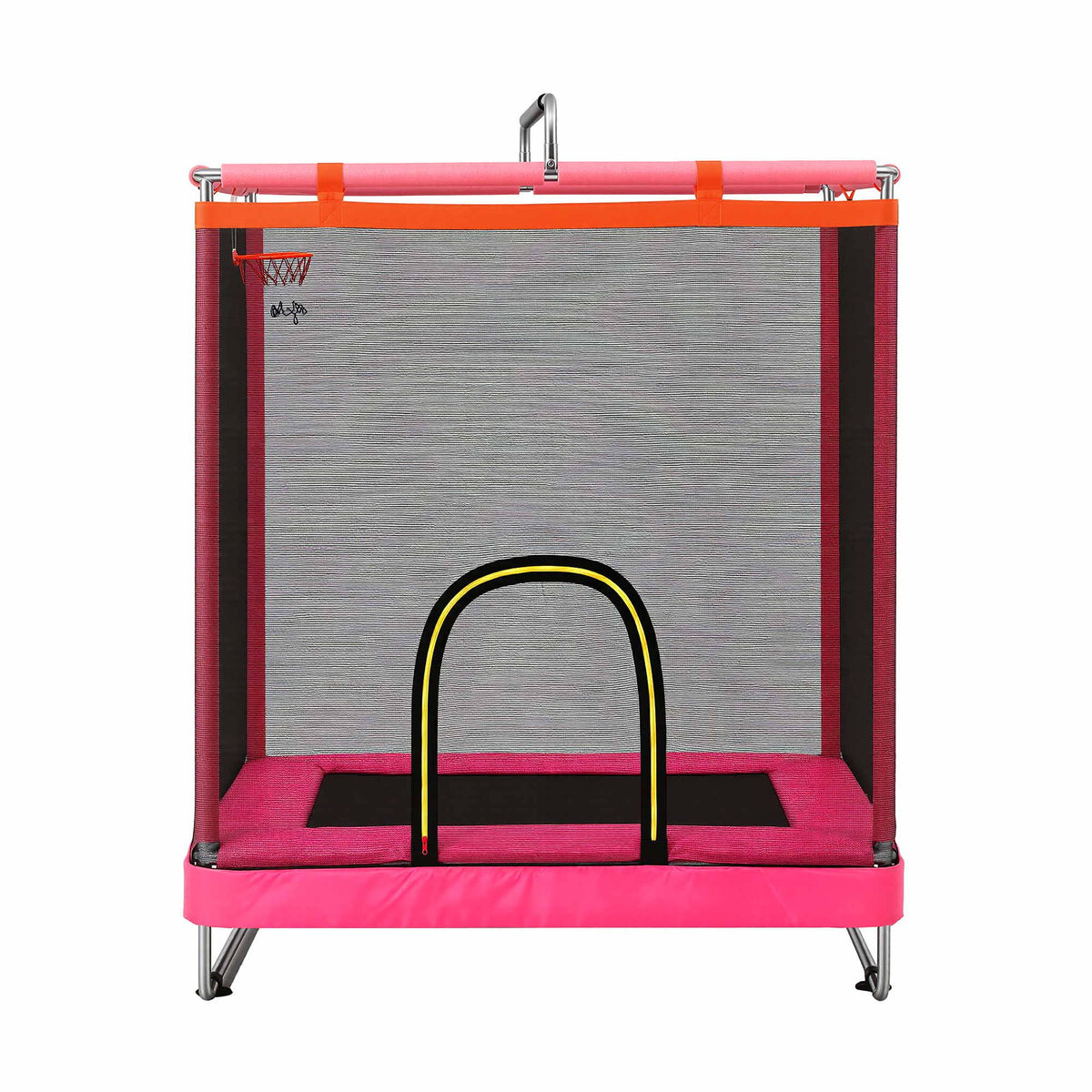 Everfit Kids 4.5FT Trampoline Rectangle Rebounder with Basketball Hoop Pink
