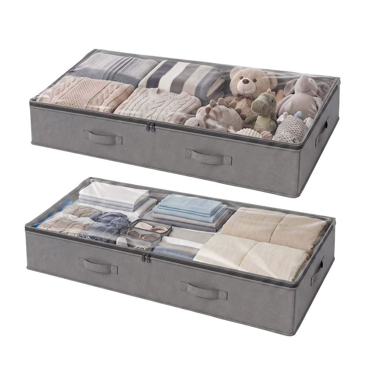 Artiss 90L Under-Bed Fabric Storage Containers – Set of 2, Grey