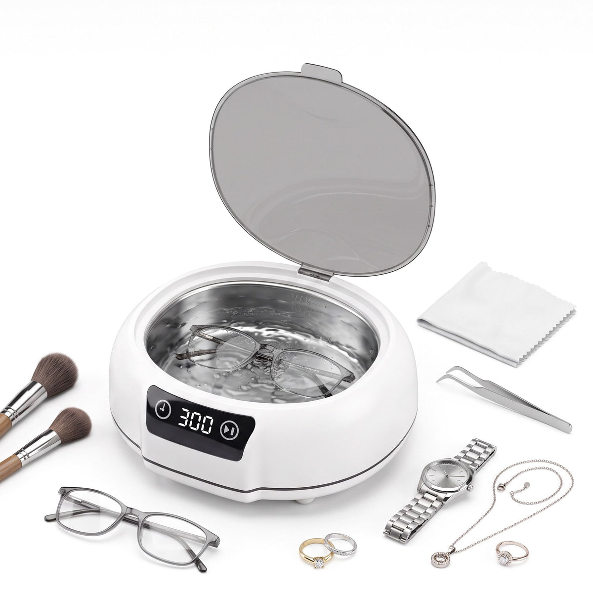 Devanti 700 mL 48 kHz Ultrasonic Jewellery Cleaner, White