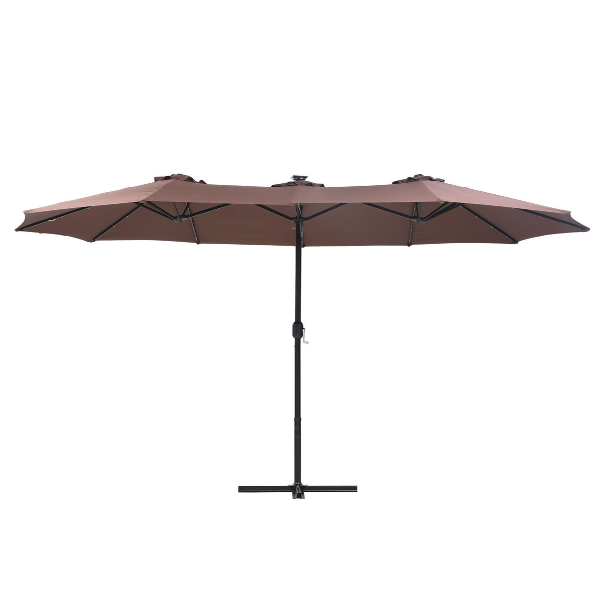 Instahut Brown Solar LED Double-Sided Patio Umbrella – 4.57 m, 48 LEDs — product image 3 of 10