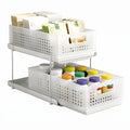 Artiss Narrow Two-Tier Pull-Out Under-Sink Organiser – White