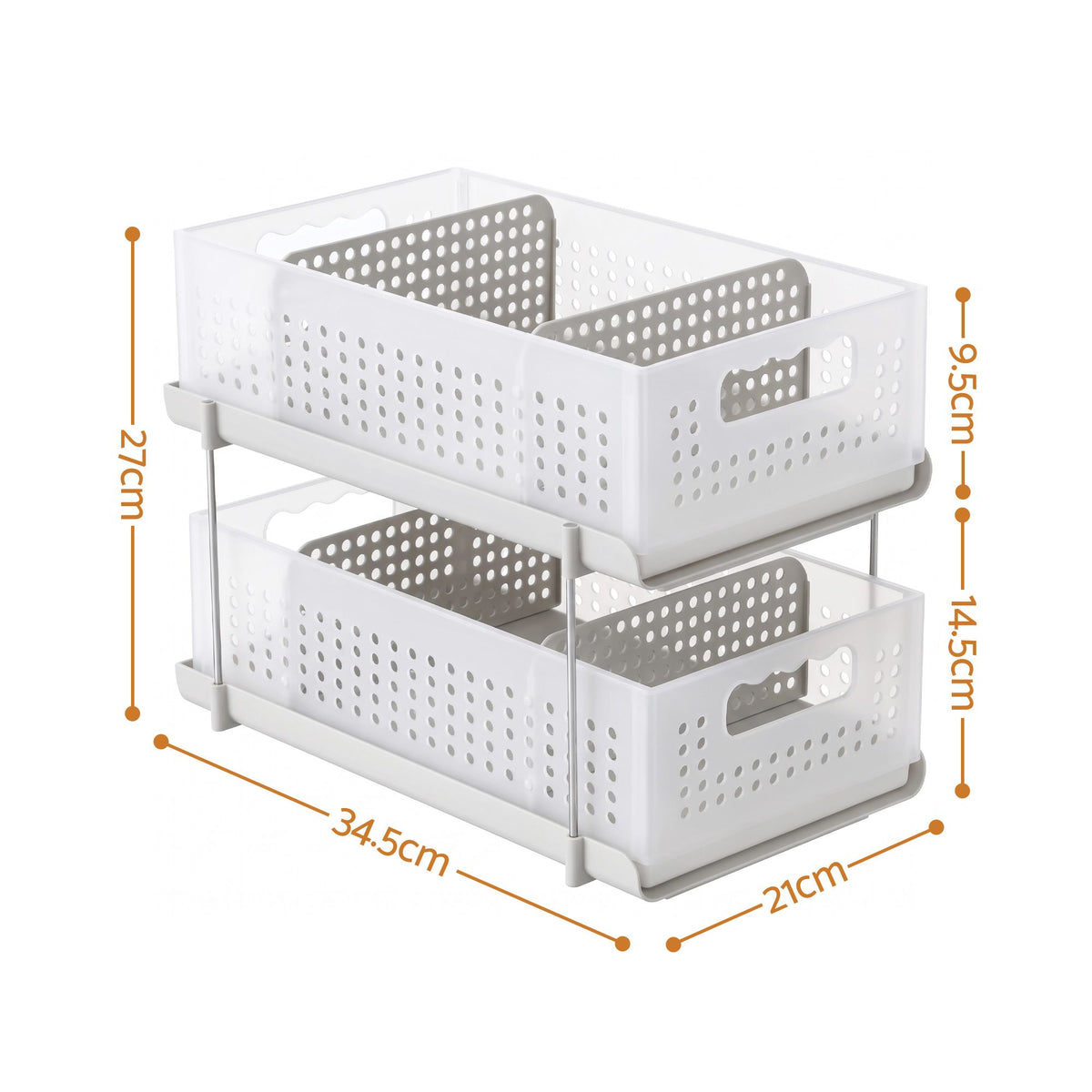 Artiss Narrow Two-Tier Pull-Out Under-Sink Organiser – White