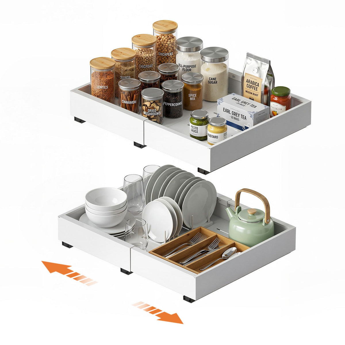 Artiss Expandable Pull-Out Cabinet Organisers – Set of 2, White